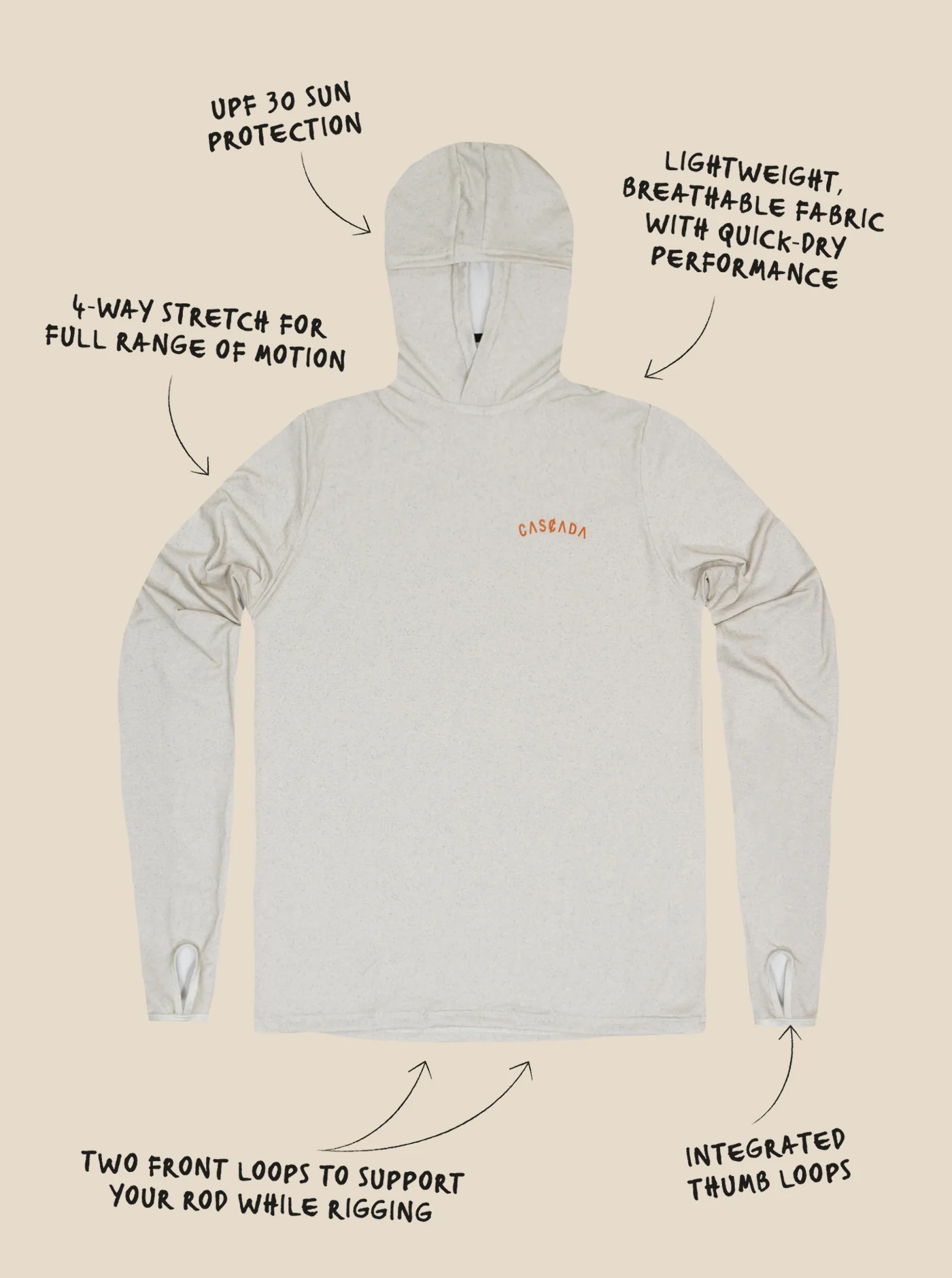 Trail T-Shirt Hoodie - Bone - Image 9