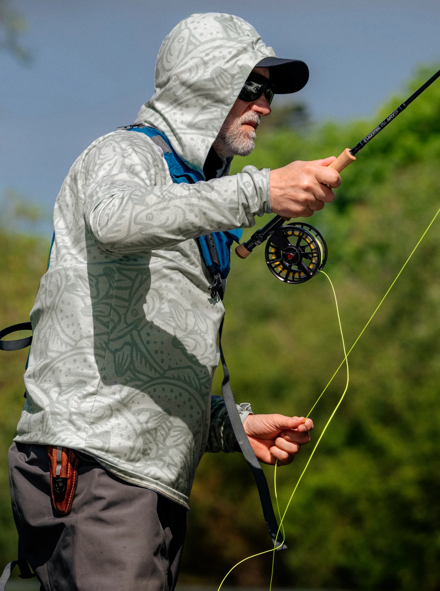 Trail T-Shirt Hoodie - Loyal To The Waters - Sage - Image 6