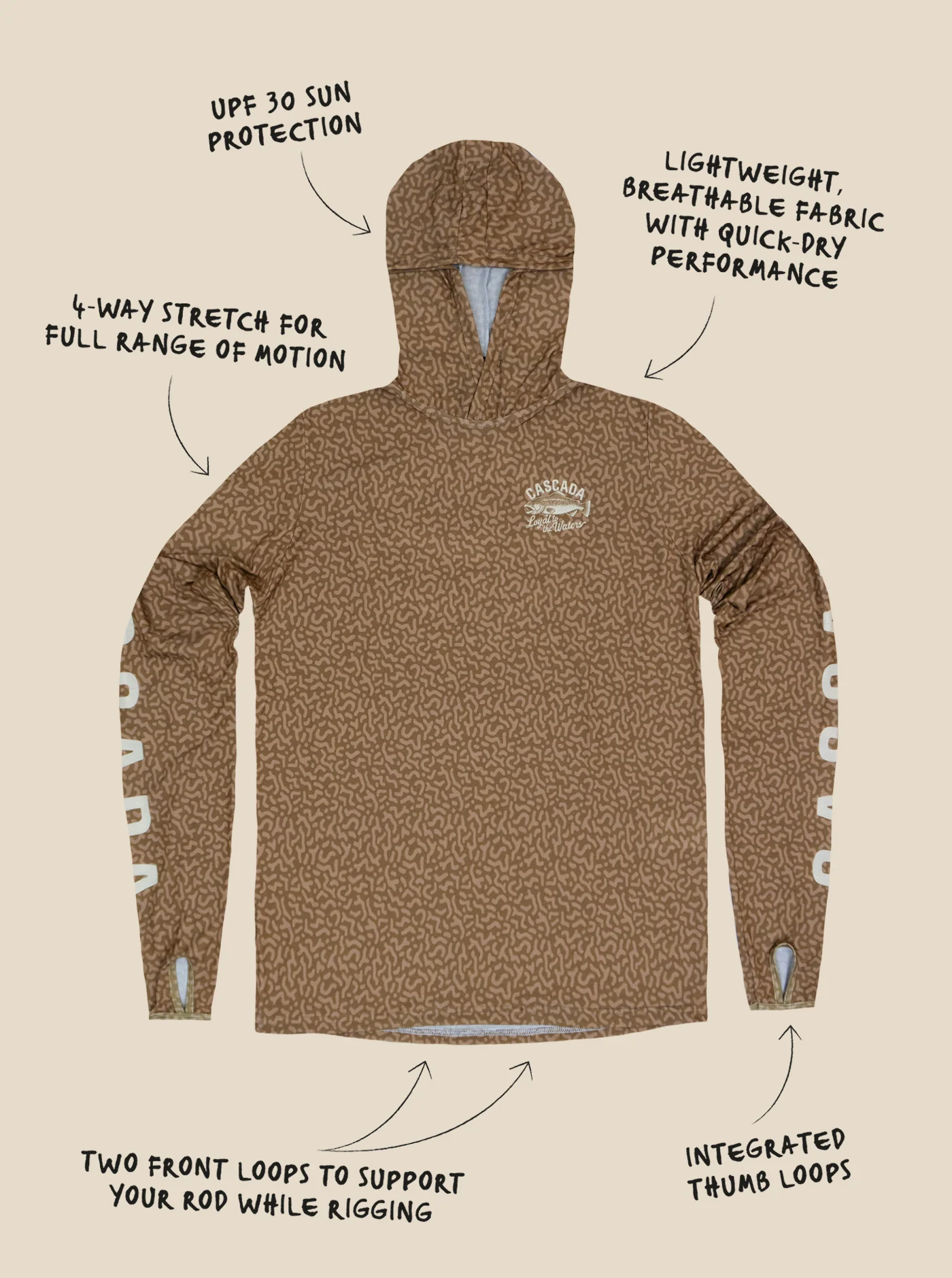 Trail T-Shirt Hoodie - Marble Trout - Image 9