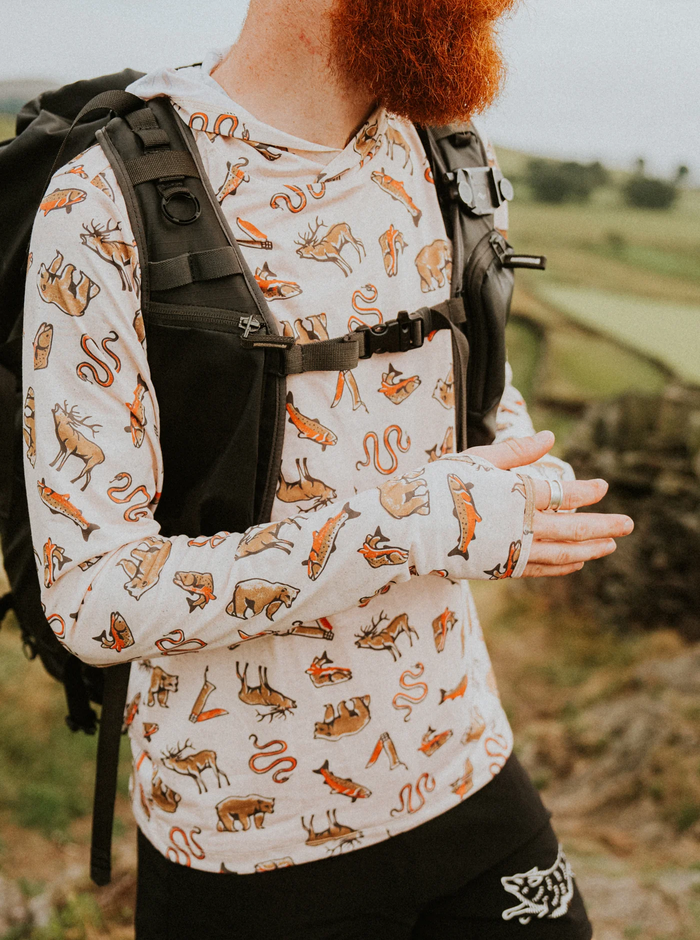 Trail T-Shirt Hoodie - Wild Wander - Cream - Image 6